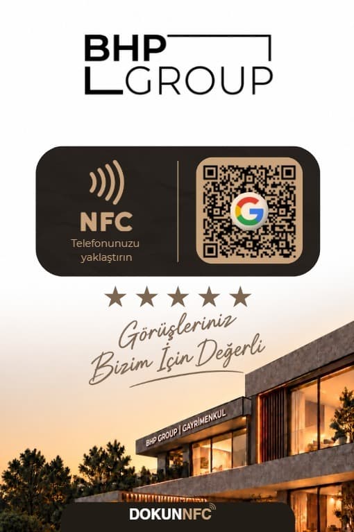 BHP Group için tasarlanan NFC pleksi stant