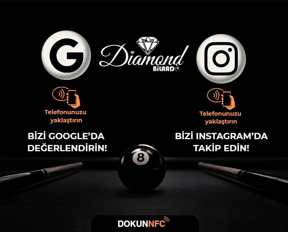 Diamond Bilardo için tasarlanan NFC pleksi stant