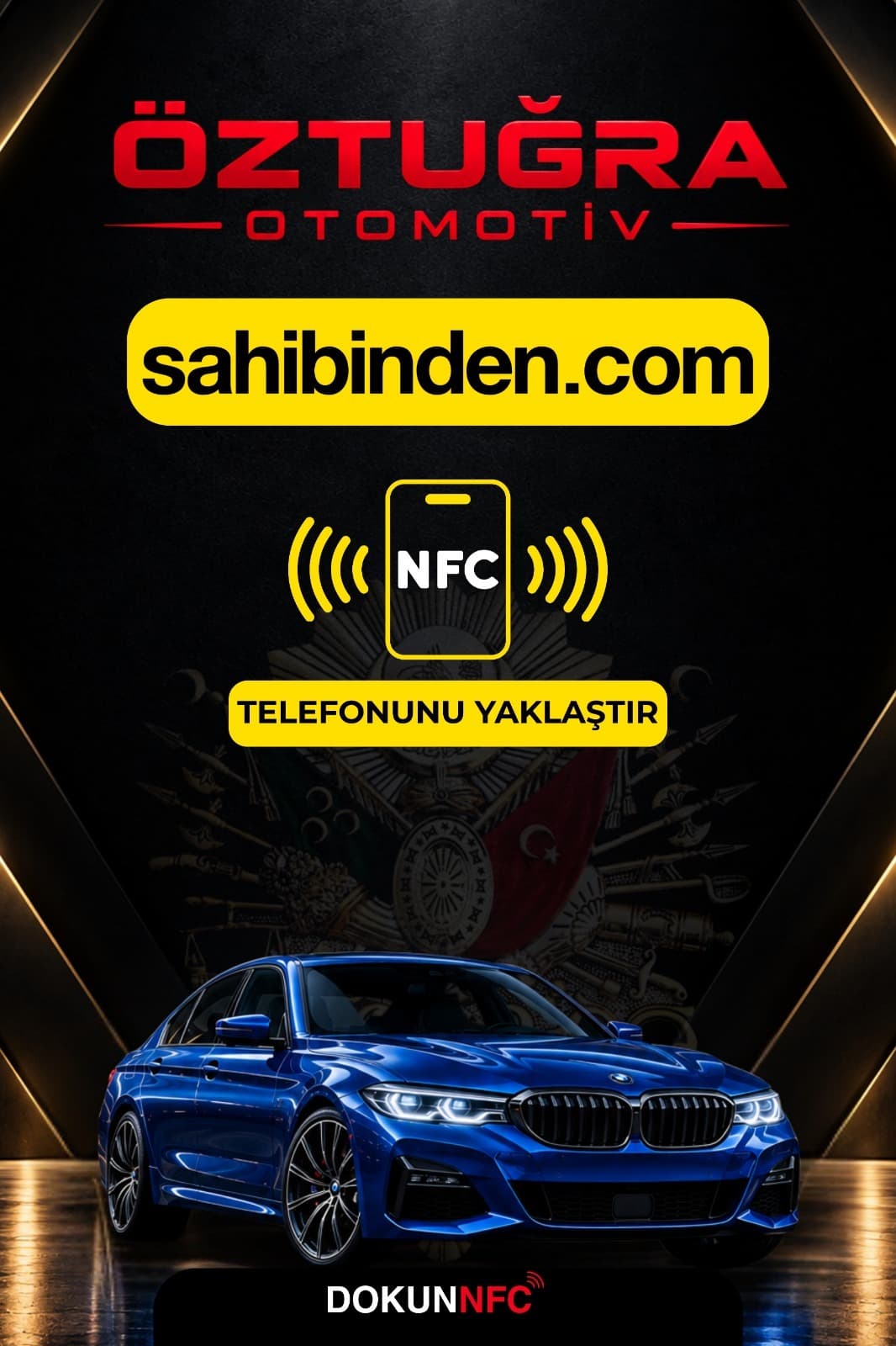 Öztuğra Otomotiv için tasarlanan NFC pleksi stant