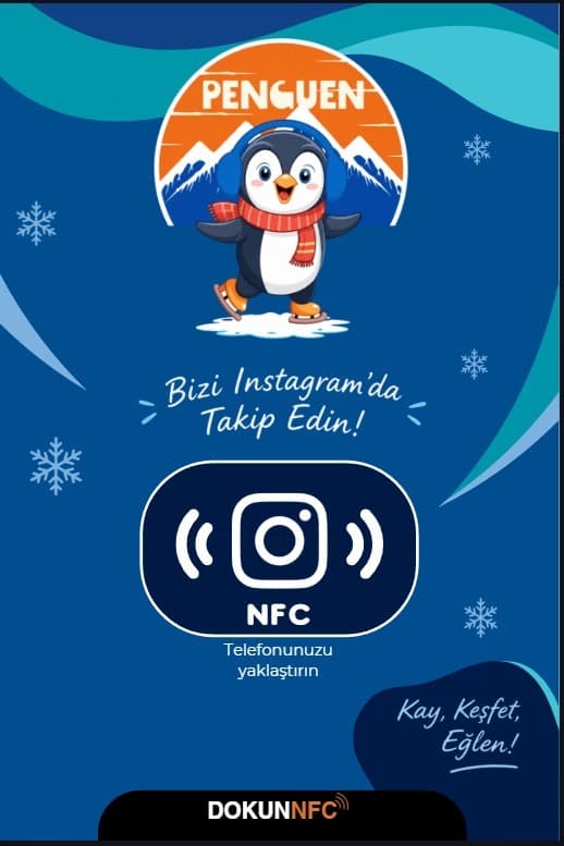 Penguen için tasarlanan NFC pleksi stant